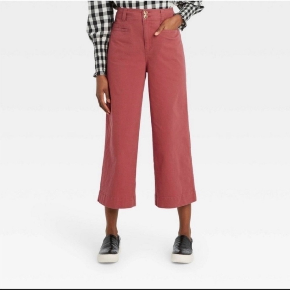Pink Wide Leg Cropped Pants